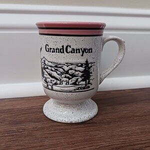 Vintage Grand Canyon Souvenir Cup Mug Pedestal Embossed Speckled Pink